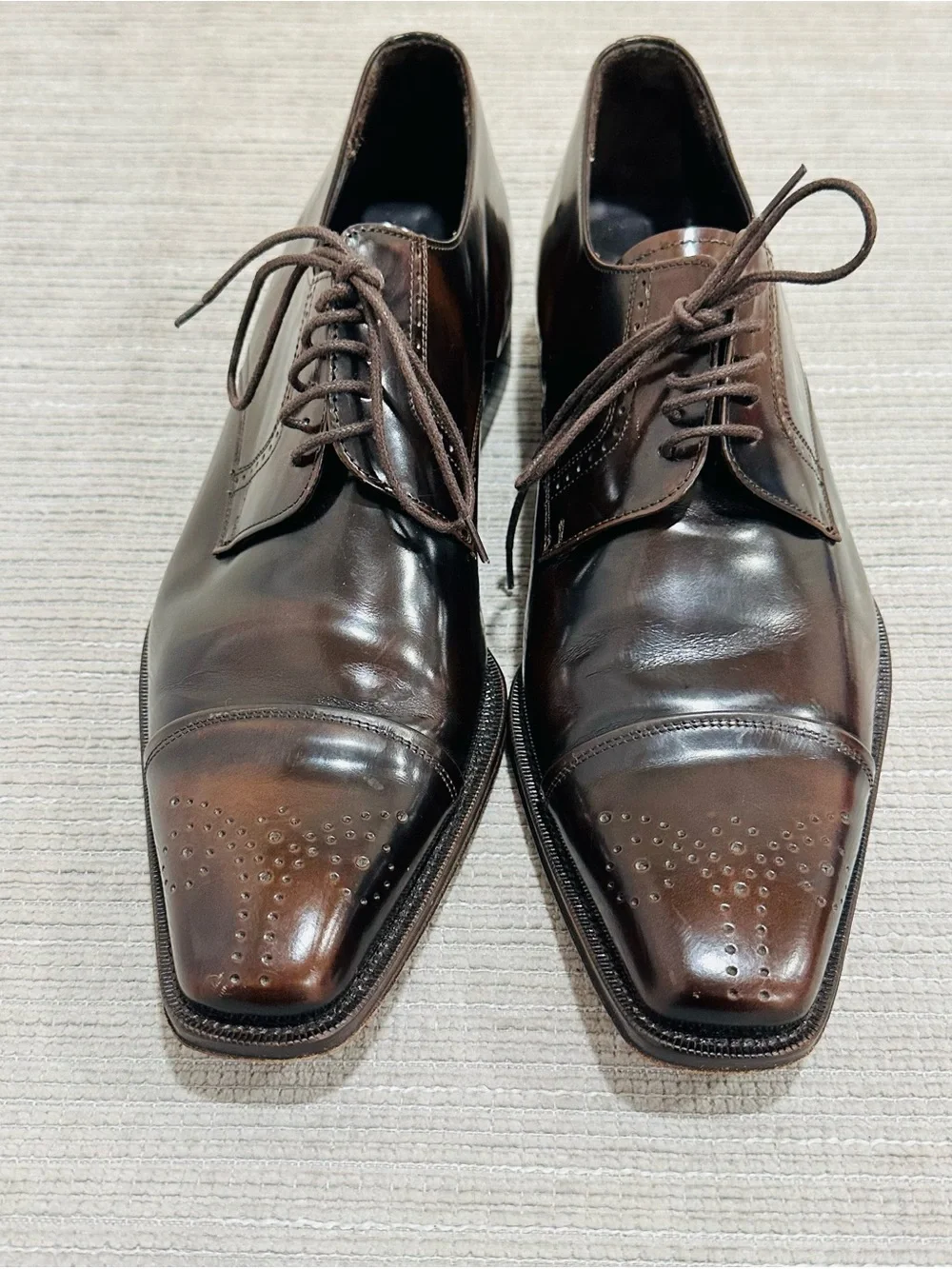Mezlan Men’s Size 7,5 French Toe Classic Brown Leather Oxford Dress Shoes